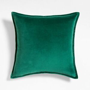 Crate & Barrel Green Washed Organic Cotton Velvet Pillow Cover — 20”x20” — NWT